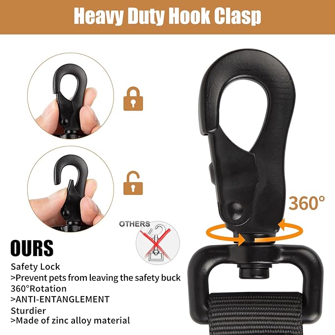 Tactical Dog Collar Leash Set, Adjustable Military Training Nylon Collar Dog Training with Control Handleand Metal Buckle, Dog Collar for Medium Large Dogs (Black,L)