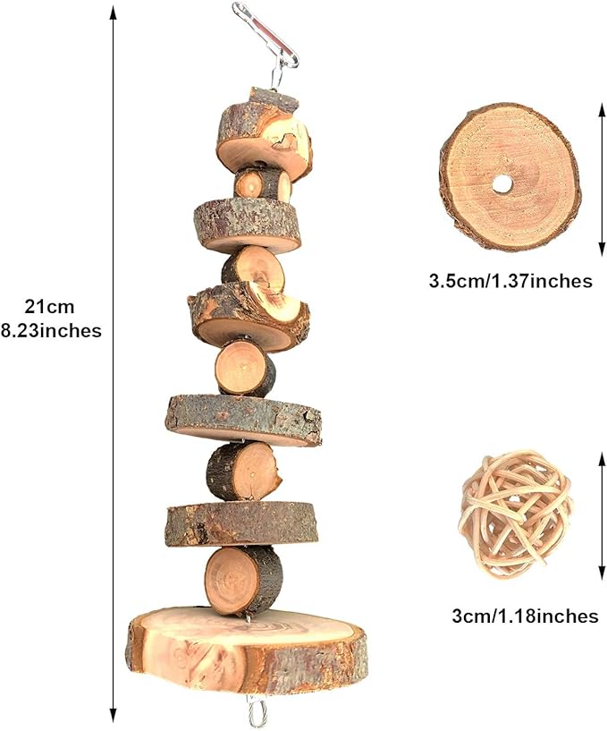 Bunny Chew Toys Natural Apple Wood Small Animal Chew Toys for Rabbits Chinchilla Hamsters Guinea Pigs Gerbils (Pack 1)