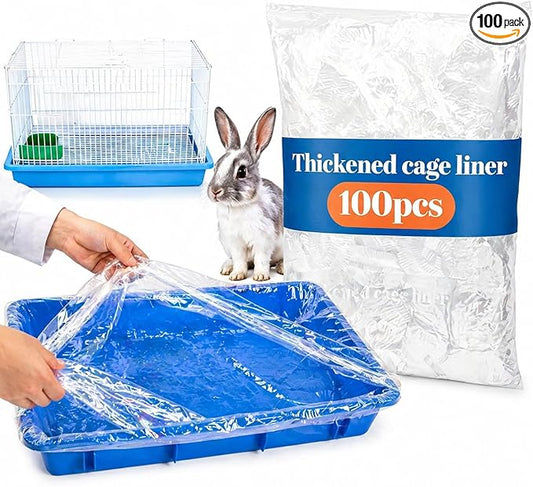 Disposable Small Animal Cage Liners – Pack of 100 Waterproof Plastic Sheets, 3-Second Quick Clean, for Rabbits, Guinea Pigs, Hamsters, Chinchillas, Hedgehogs & Birds | Pet Tray & Litter Box