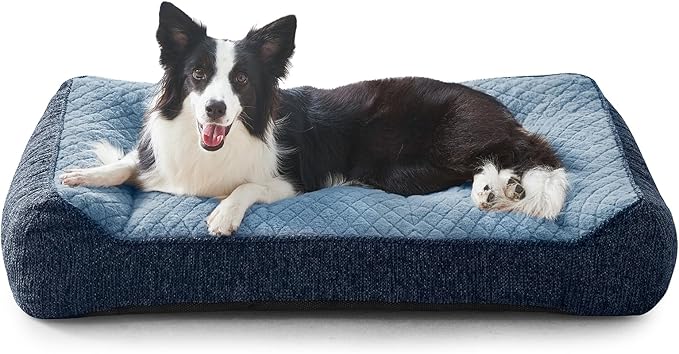 JOEJOY XL Orthopedic Dog Beds Large Sized Dog, Extra Thick Supportive Big Dogs Couch Bed with Sides, Ultra Soft Pet Bed Sofa for Large Dogs, Blue, 38''x28''