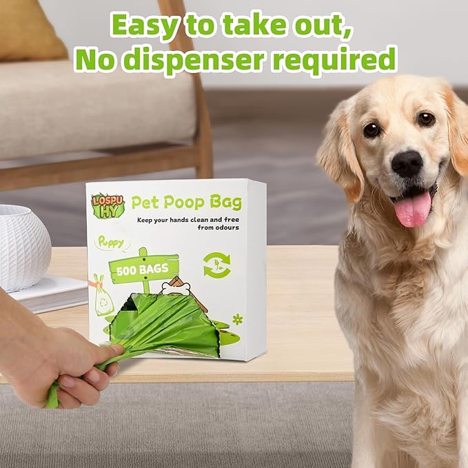Poop Bags for Dogs, 500 Count Dog Poop Bags with Handles, Extra Thick Strong Leak Proof Doggie Waste Bag for Waste Refuse Cleanup, Outdoor Puppy Walking and Cats Litter