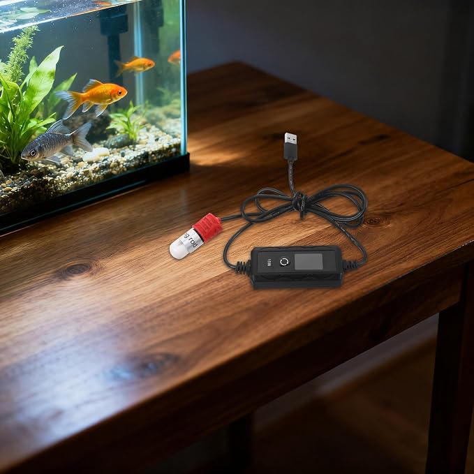 NUOBESTY Betta Fish Tank Heater Robust and Lasting with Adjustable Quartz Tube and Dual Temperature Display, Mini Aquarium Heater for 4l Tropical Fish and Turtle Habitats