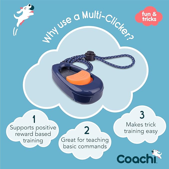 Company of Animals Coachi Multi-Clicker, Dog Accessory, Volume Control with 3 Settings, Easy to Click, Adjustable Wrist Strap, Dog Clicker, for Dog Training, Including Sensitive Dogs and Puppies