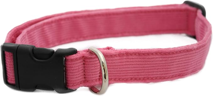Hemp Corduroy Dog Collar - No Pattern (1/2" Small, Pink)