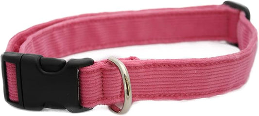 Hemp Corduroy Dog Collar - No Pattern (3/4" Medium, Pink)