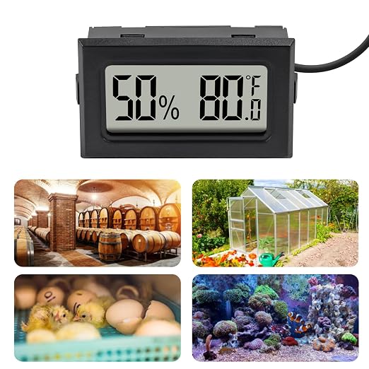 6Pcs Mini Digital Thermometer Hygrometer Gauge with Probe Sensor LCD Display Meter Indoor Temperature Humidity Fahrenheit Meter for Incubator Reptile Plant Tank Garden ℉