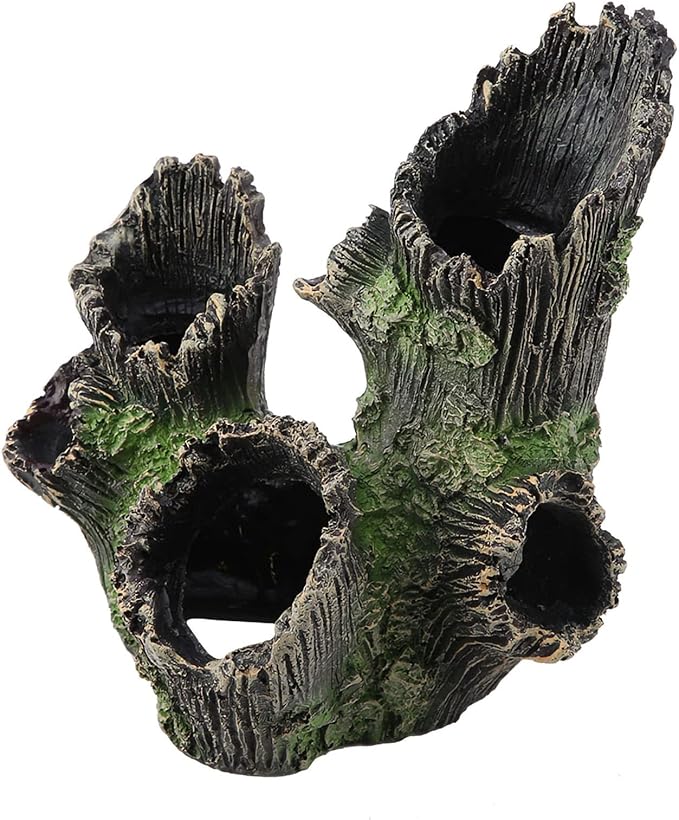 Tyenaza Aquarium Driftwood Decoration, Driftwood Resin Crafts Ornament for Aquarium Decoration Fish Tank Wood with Holes & Aquarium Caves Fish Tank Wood Decor(ST-004A)
