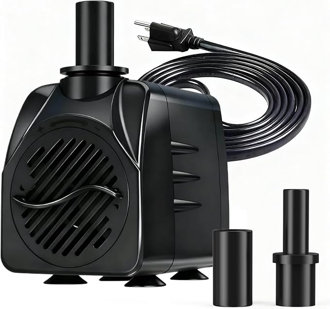 Submersible Water Pump, Ultra Quiet 200GPH Fountain Pump | 5.2ft High Lift Over Heating Protection, Water Pump for Fish Tank, Small Pond, Aquarium, Hydroponics