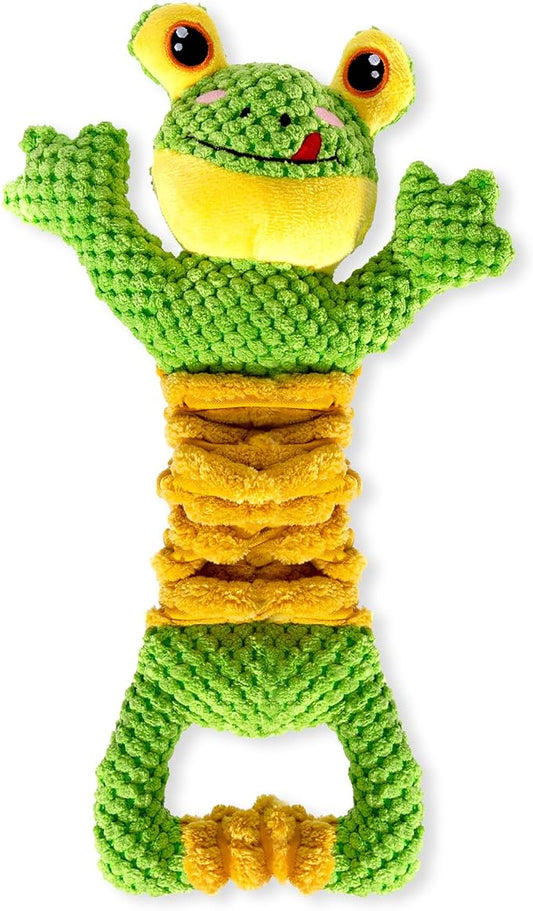 Sedioso Dog Tug Toy, Durable Dog Toy for Large Breed, Tug of War Dog Squeaky Toys, Stuffed Plush Dog Toy with Crinkle Paper for Small, Middle, and Big Dogs(Frog)