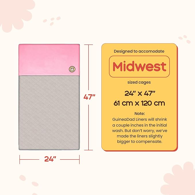 GuineaDad Original Reusable Cage Liner – Orange Fleece Bedding with Burrowing Pocket –Waterproof Bottom – Fits Midwest Guinea Pig Cage – Small Animal Supplies