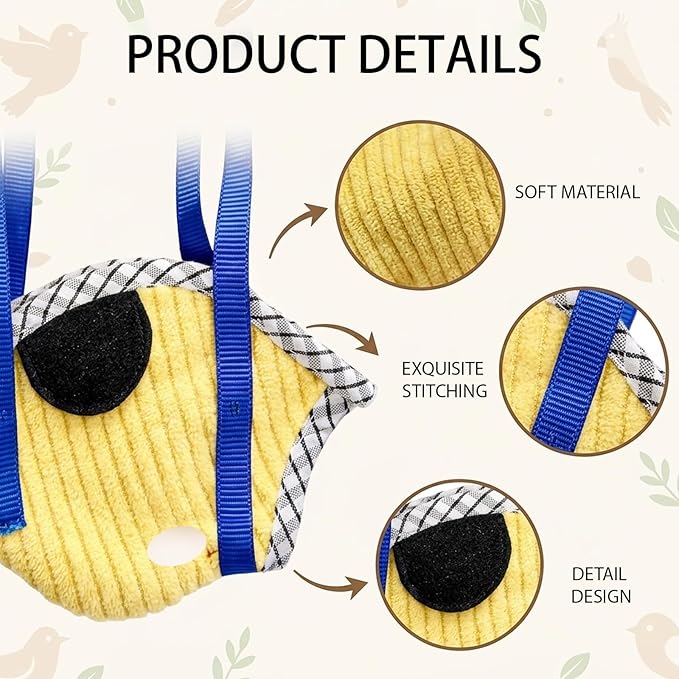 Bird Harness, Bird Diaper and Parrot Diaper for Pet Birds, Comfortable Fabric Design, Easy to Use Bi-rd Leash for Outdoor Activities, Durable and Secure Bird Walking Accessory