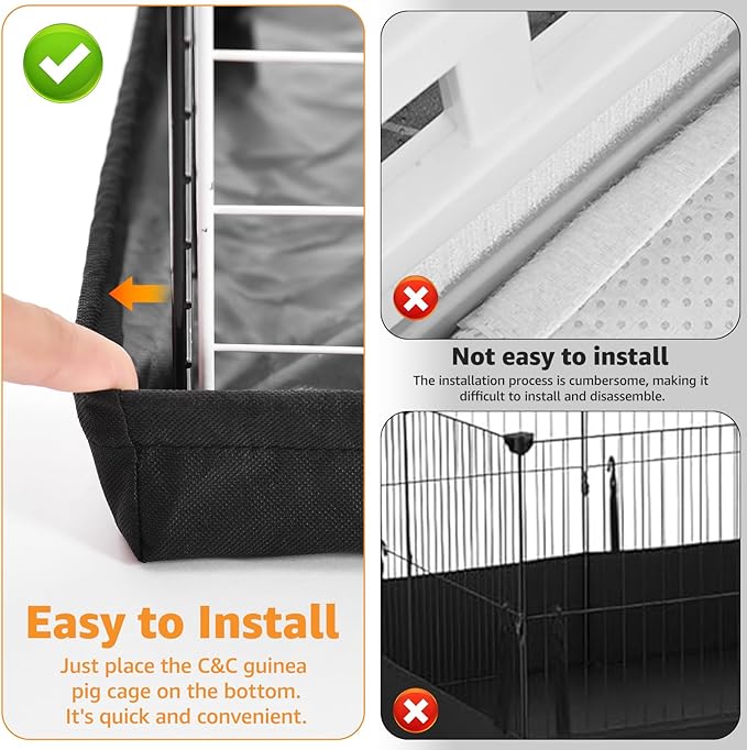 PJYuCien Guinea Pig Cage Liner, Waterproof Tarp Bottom pad for Rabbits, Easy to Install, Suitable for Totoro, Hedgehogs, Ferrets and Other Small Animals.Not Include Cage (24" X 60")