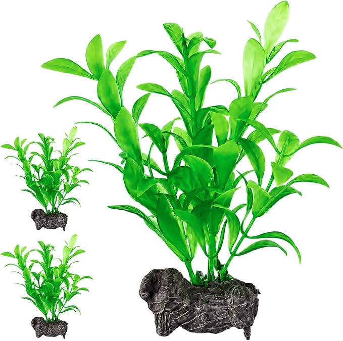 3pcs Artificial Aquarium Plastic Plants Betta Fish Tank Foreground Decor | Aquarium Silk Plants for Betta Fish Tank Plastic Aquatic Water Grass Foreground Decor Fish Tank Decorations