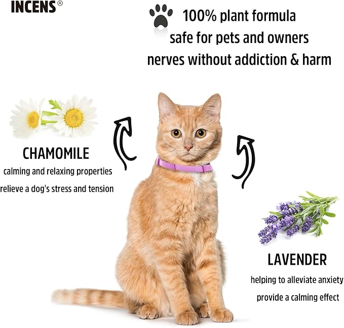 Calming Collar for Cats, Cat Calming Collar Anxiety Relief Adjustable,Essential Oil Collar with 45 Days for Kitten Medium Large Cats purple-1Pcs