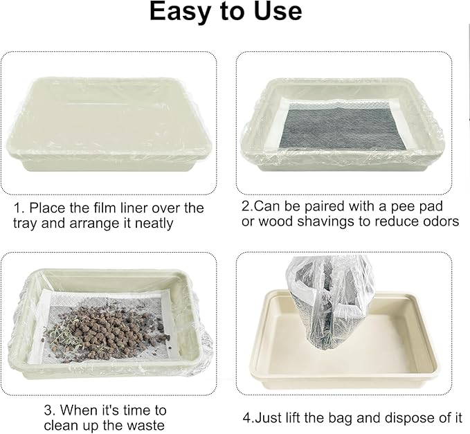 Small Animal Cage Liners Disposable, 50 PCS Rabbit Litter Box Liner Cage Tray Liner Pet Litter Pan Bags Plastic Film Cover for Guinea Pig Bunny Bird Chinchilla Hedgehog (Micro)