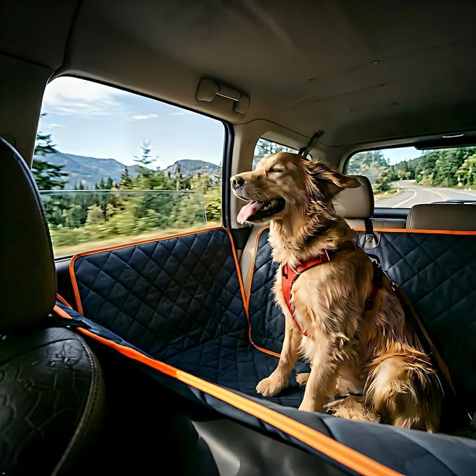iBuddy Luxury Dog Car Seat Cover for Back Seat Breathable Mesh Window Dog Hammock for Car 4-Layer Heavy Duty Waterproof Pet Seat Protector Scratch-Proof Car Seat Cover Perfect for Family Road Trips