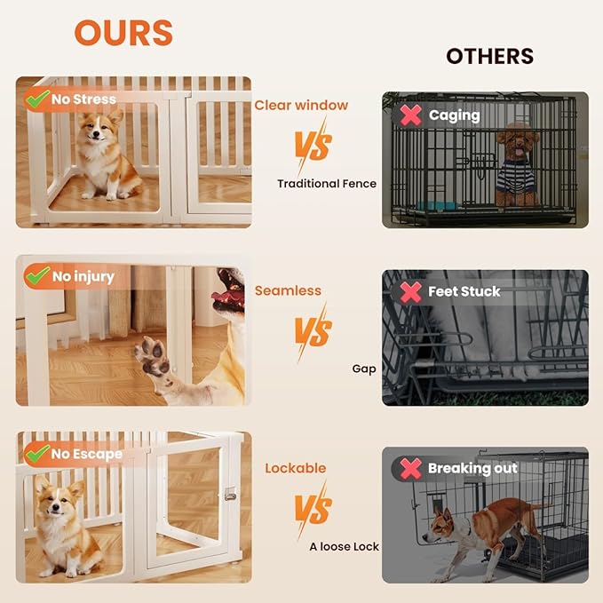 15 Pcs DIY Plastic Acrylic Dog Playpen with Clear Dog Gate, Clear Acrylic Dog Pen for Indoor Easy to Assemble and Disassemble，23.6" Height