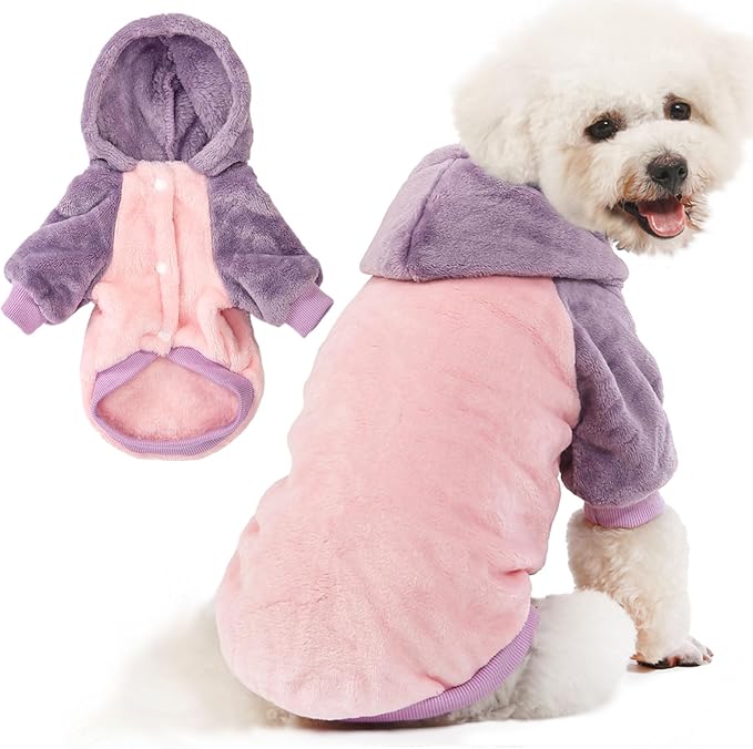 FabriCastle Dog Hooded Sweater, Dog Clothes for XXS XS Small Dogs Girl & Cats, Soft and Warm Pet Coat, Winter Pet Jacket, Doggy Apparel Costumes, Puppy Outfits Snap On Hoodies (Pink Body, X-Small)