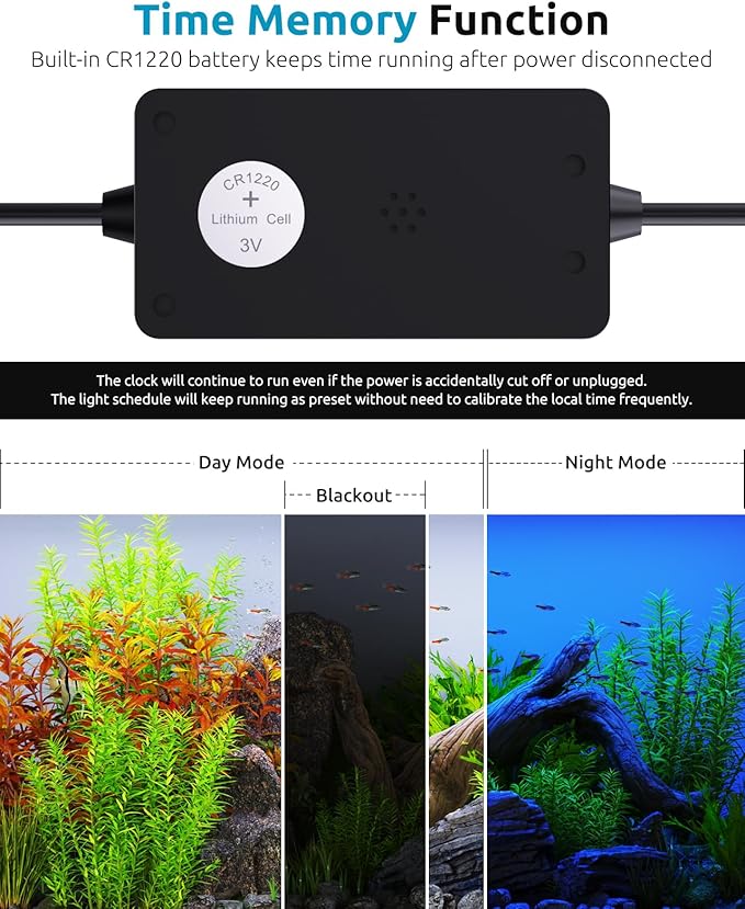 SEAOURA Plant Growth Aquarium Light, 24/7 Custom Timer, Power-Off Memory, 48-54in Full Spectrum Aquarium Plant Lights, 7-Row LED 8 Colors, 20 Adjustable Brightness, Day & Night Cycle for Freshwater