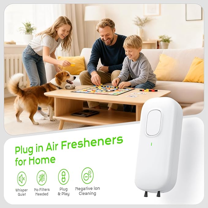 Cat Litter Deodorizer, Plug In Negative Ion Odor Eliminator, Filter-free Air Purifier for Pets, Bedroom, Office, Toilet, Wardrobe, Shoe, Quiet Portable Mini Air Purifier