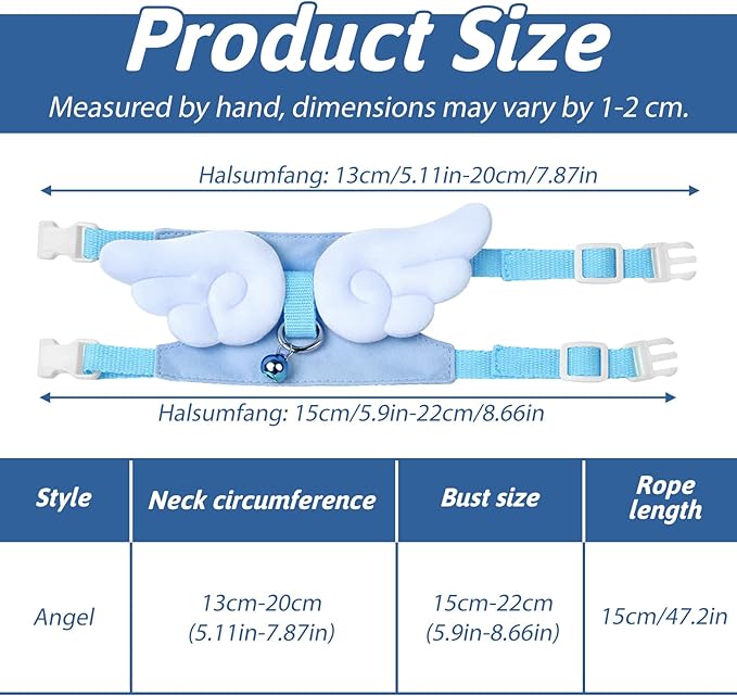 Ferret Harness and Leash Set Small Animals Vest Harness Soft-Harness Leash Vest Set with Bell Guinea Pig Clothes for Baby Ferret Rats Hamster Teacup Chihuahua Mouse Small Pet(Blue)