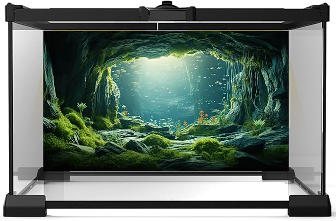 Underwater Cave Aquarium Background Under The Sea World Large Rock Fish Tank Background Aquatic Plant Lush Green Moss Reptile Tank Backgrounds Cave Landscape Reptile Enclosure Background 36x20in
