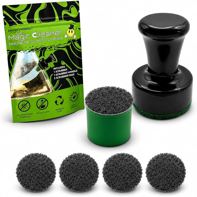 The Magic Cleaner Magnetic Glass Cleaner Kit |Mini, 12mm Size | For Water Pipes, Vases, Windows, Aquariums, Small, & all Shapes & Sizes | Cleans Hard to Reach Stains | Scrub via Magnet Glass Cleaner