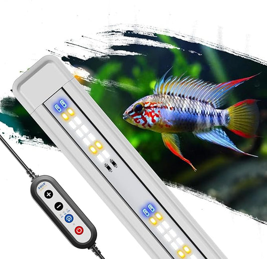 AQUASMITH Aquarium Light,Fish More Red Water is Not,Specific Full Spectrum Fish Tank Light,Comes with Two Mounting Brackets, Timing Function, Memory Feature, Adjustable Brightness, IP68 (14IN)