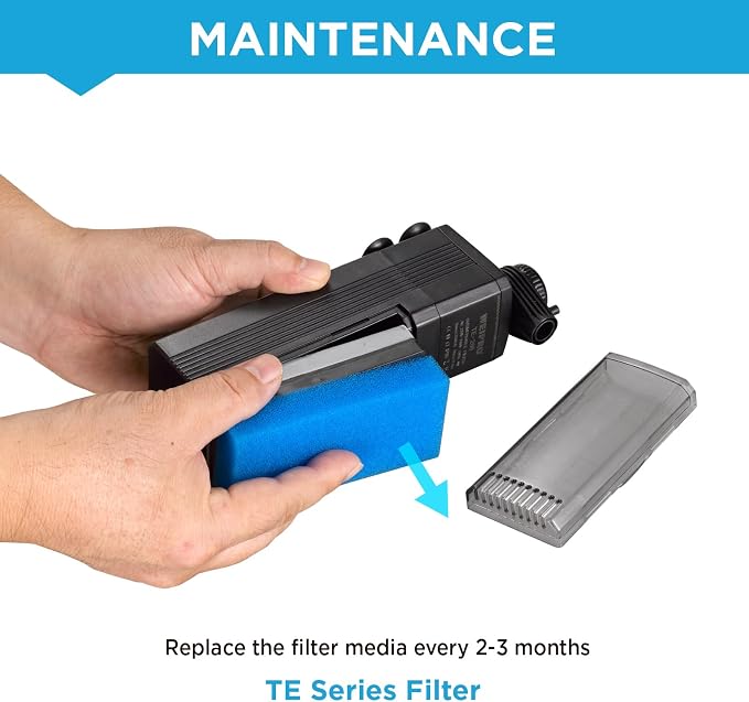 Replacement Cartridge for Fish Tank Filter 210L/H, Model TE-100 | Include Filter Sponge, Active Carbon, Ceramic Ring