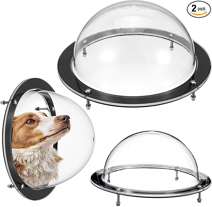2 PCS Dog Fence Window, 12.4 x 4.9 Inch Clear Pet View Dome, Durable Pet Peek Windows, Doggie Fence Safe Domes, Pets Supply for Dog Cat Horse Outside Playground Garden