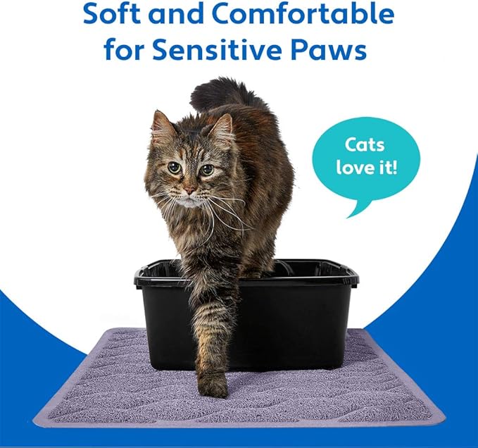 MIGHTY MONKEY Waterproof BPA Free Cat Litter Box Trapping Mat, Easy Clean Floors, Textured Backing, Soft on Sensitive Kitty Paws, Cats Accessories, Less Waste, Stays in Place, 24x17, Purple