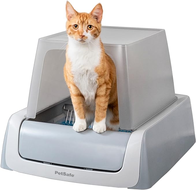 PetSafe ScoopFree Crystal Pro Legacy Automatic Self-Cleaning Cat Litter Box Enclosed Front-Entry Includes 1 Disposable Crystal Litter Tray Advanced Odor Control Gray (PAL00-16806)