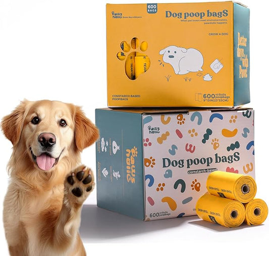 Dog Poop Bags Rolls Extra thick and Guaranteed Leak Proof Poop Bags for Dogs,600 Count 40 Rolls,Unscented,Cornstarch Based Doggie Poop Bag for Puppy and Big Dogs