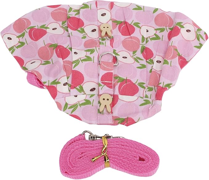 Rabbits Harness Leash Cute Breathable Pet Chest Traction Rope Set for Guinea Pigs Hedgehogs Soft Cotton Cloth Nylon Webbing Stylish Outfit (M)