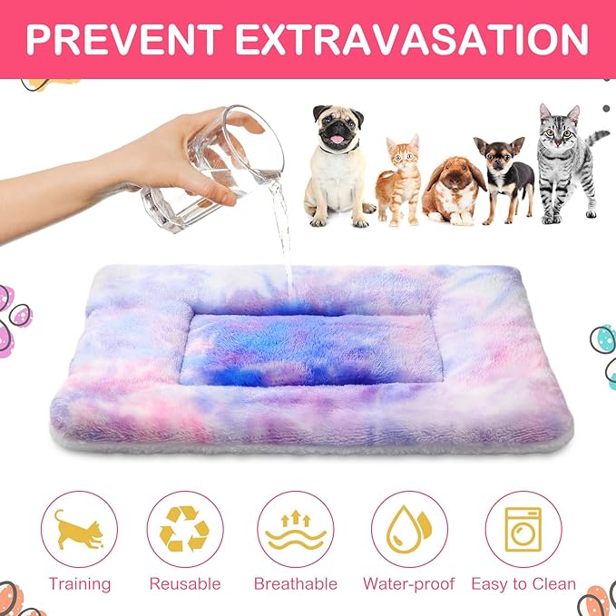 Haull 4 Pcs Waterproof Guinea Pig Bedding Guinea Pig Bed Plush Cage Liners Soft Rabbit Dog Crate Pad Cat Mat Reversible Cozy Animal Pee Pad Hamster Bunny Mat Accessory(Tie Dyed,18 x 24 Inch)