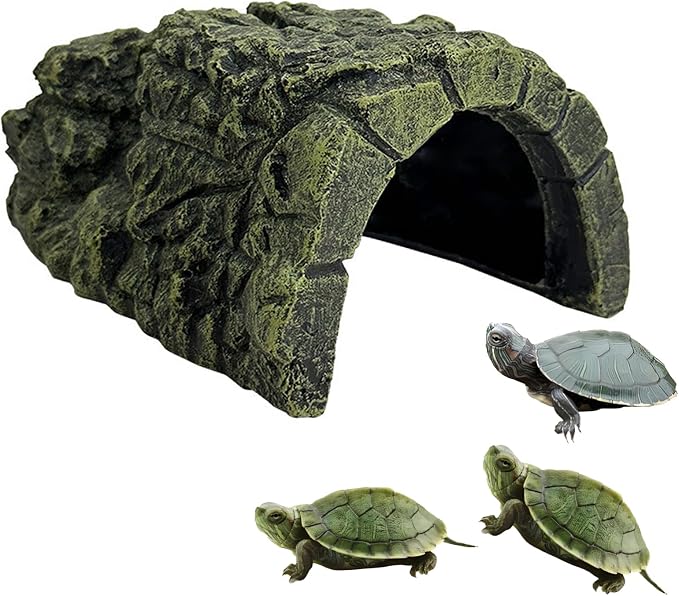 Reptile Hideout Cave, Aquarium Fish Hide Cave Decoration, Small Turtle Basking Platform Resin Rock Fish Tank Hides Habitat Decorations Reptile Hideout Nest Habitat