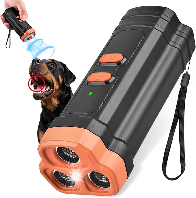 Dog Bark Deterrent Device, 3X Stronger Ultrasonic Anti Barking Device with 50FT Range, Humane No-Bark Trainer, Rechargeable for Indoor & Outdoor Use on Your Own or Neighbor’s Dog (Black)