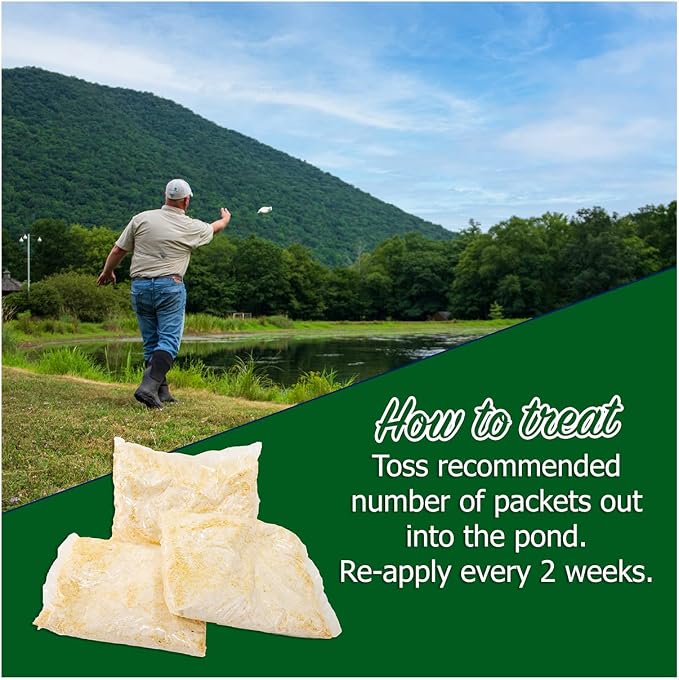 Pond Cleanse 10 lb Treats 2.5 Acres Natural Pond Cleaner & Water Clarifier Packets - Easy-to-use Pond Treatment