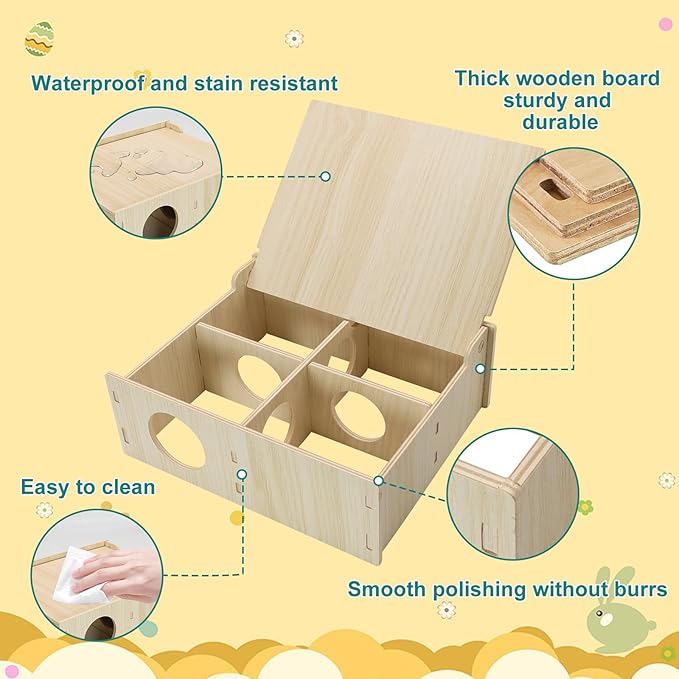 Hamster and Mouse Wooden Tunnel Cage Secret Peep Shed Chamber Hideout & Tunnel Exploring Toys