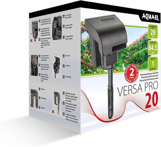 Aquael Versa Pro 20 Power Filter - Hang On Back Filter for Aquariums