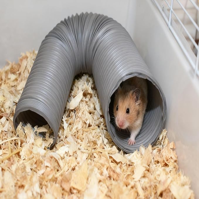 Hamster Fun Tunnels,Guinea Pigs Tunnel with,2Pcs Small Animal Folding Tube Guinea Pigs Training Hideout Tunnel 15 Pcs Pet Chew Toys for Chinchillas Rats Gerbils （Grey ）