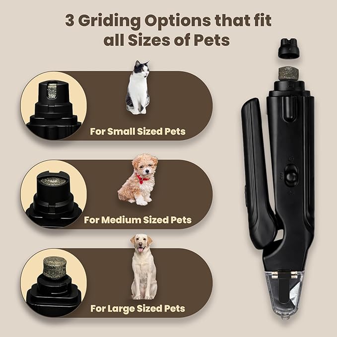 2-in-1 Dog Nail Clippers & Cat Nail Clipper with 2 LED Lights, USB Rechargeable with Safety Guard, Low Noise Grooming Tool for Small, Medium & Large Dog and Cat Nail Trimmer (Black)