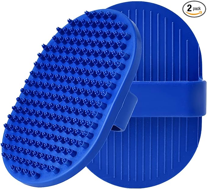 Dog Grooming Brush, Dog Shampoo Bath Brush Shedding Soothing Massage Rubber Comb for Long Short Haired Dogs and Cats 2pcs