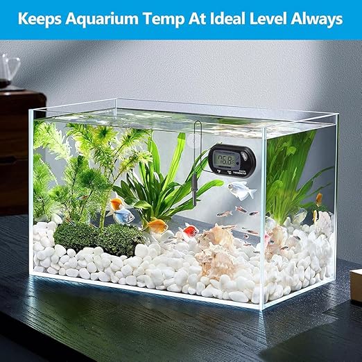 DaToo Aquarium Thermometer with Large LCD Display Fahrenheit/Celsius(℉/℃) Fish Tank Thermometer for Aquarium Reptile Terrarium Digital Water Thermometer with Suction Cup(4 Pack)