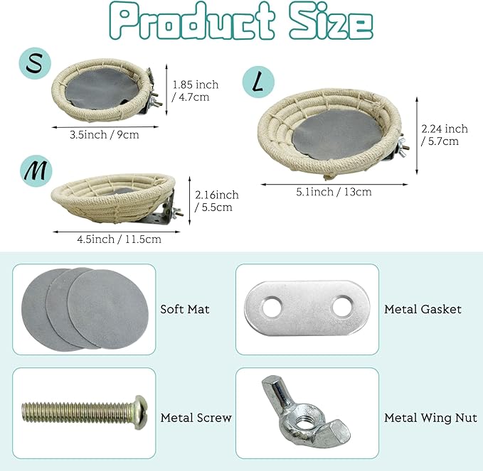 Hamiledyi 3 PCS Bird Nest for Cage Handmade Cotton Weave Hemp Rope Parrot Breeding Nest Hatching Bird Bed Parakeet Nesting Box for Budgie Cockatiel Conure Lovebird