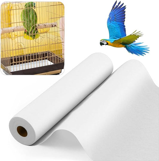 Drydiet 100 ft x 22 Inch Bird Cage Liner Disposable Cages Cushion Pad Mat Precut Absorbent Bird Cage Paper Large Parakeet Cage Liners Accessories for Pet Animal Bird Parrot (White)