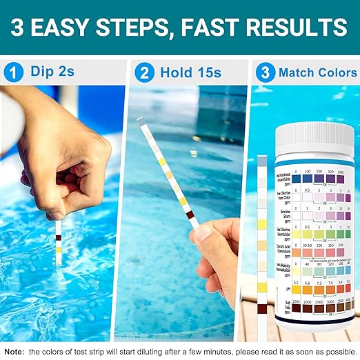 2026 Salt Water 8-in-1 Pool Test Strips Kit | 150 Strips Pool Salt Test Strips | Salt Water Pool Testing Kit for Pools, Hot Tubs & Spas Quick Accurate Tests Salt, Chlorine, pH, Cyanuric Acid