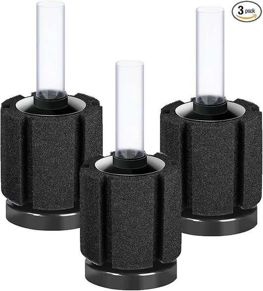 AQUANEAT 3 Pack Aquarium Bio Sponge Filter Breeding Fry Betta Shrimp Nano Fish Tank (Small up to 10Gal)