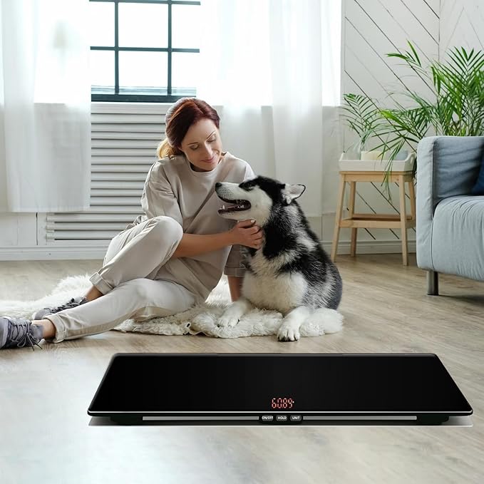 ONE-MI Extra Large Dog Scale & Postal Use - 220lbs Heavy Duty Dog Weight Scale with Tempered Glass Platform, 31.5" Veterinary Animal Scale for XL Breed Dogs, Packages & Veterinary Clinics (Black)