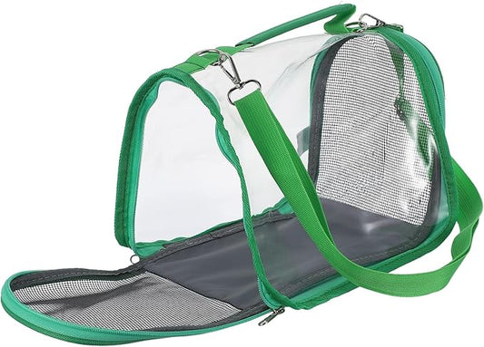Happyyami Portable Small Bird Travel Carrier Cage with Handheld Bag, Lightweight Green Parrot and Lizard Outing Cage for Outdoor Transport and Vet Visits